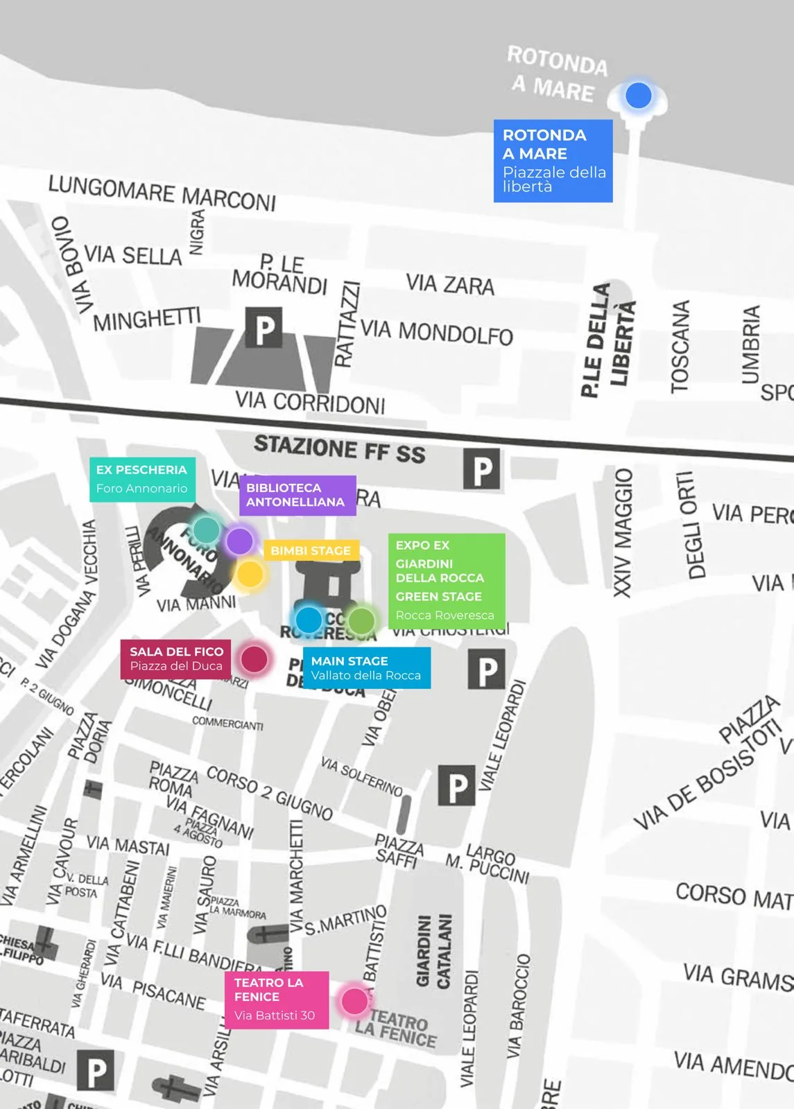 Mappa delle location di Fosforo a Senigallia